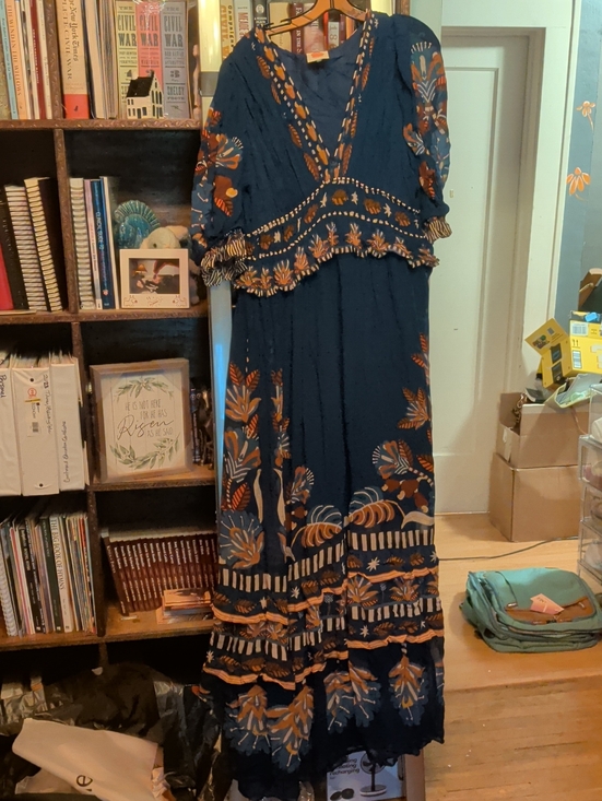 FARM Rio Dresses & Skirts - FARM Rio Navy Maxi Dress with Rust and Cream Floral Print
